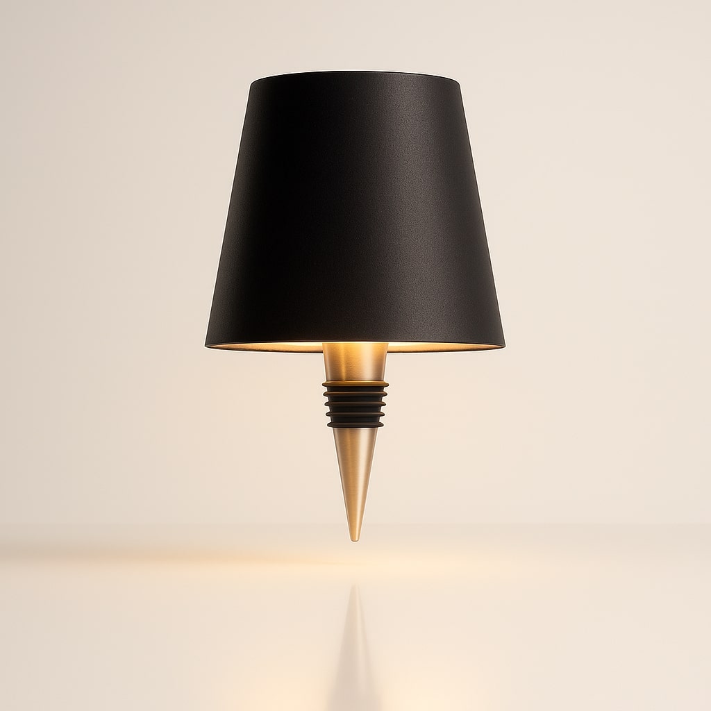 LumiBottle ledningsfri bordlampe formet som en flaske — varmt stemningslys, ingen installation