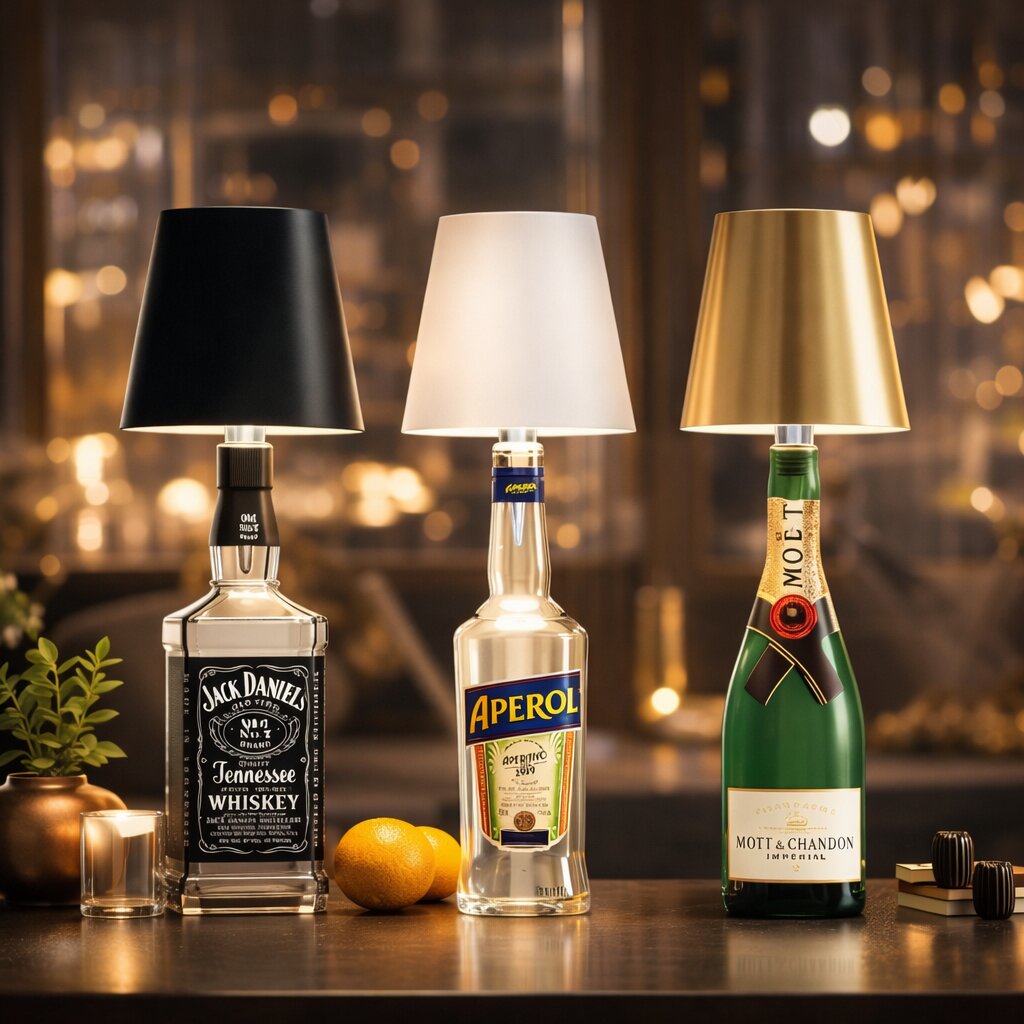 LumiBottle ledningsfri bordlampe formet som en flaske — varmt stemningslys, ingen installation
