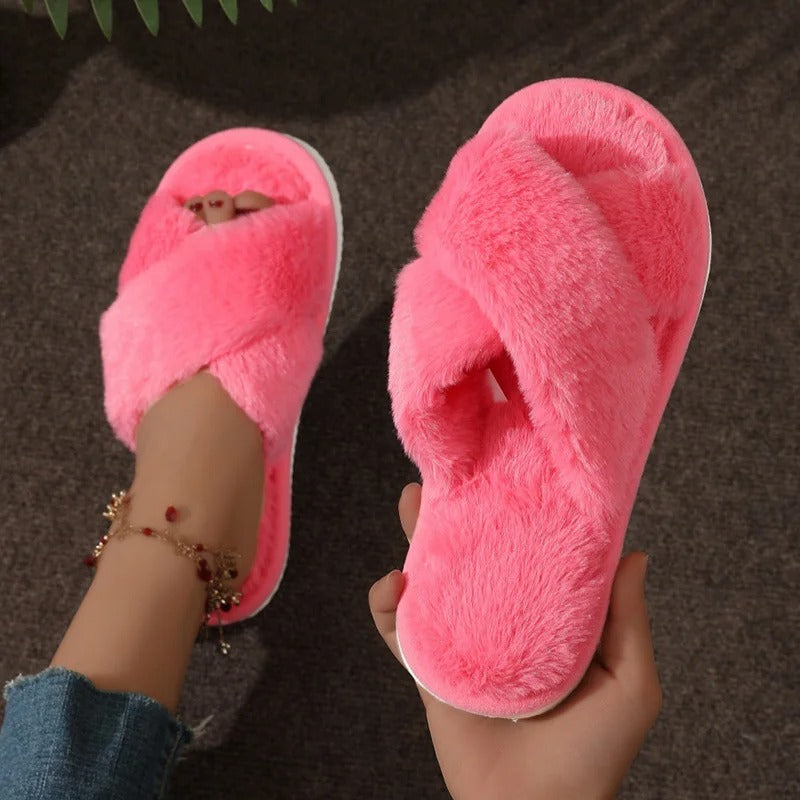 Plush Crossband Slippers with Cushioned Sole and Anti-Slip Base | Ka-mostore