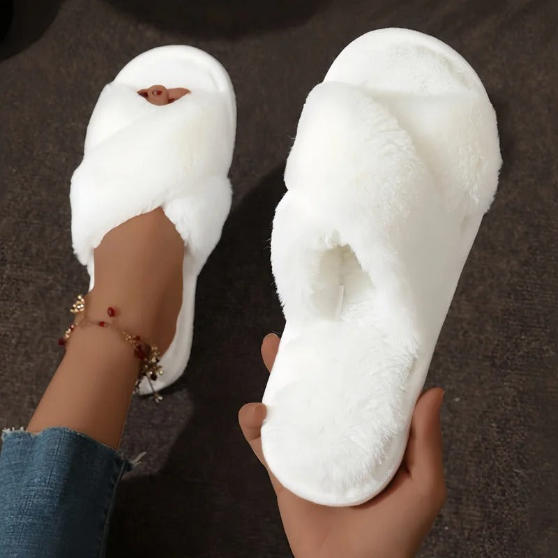 Plush Crossband Slippers with Cushioned Sole and Anti-Slip Base | Ka-mostore