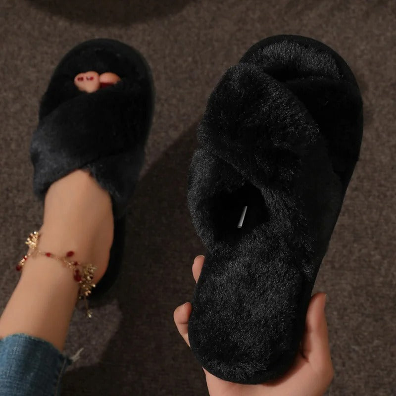 Plush Crossband Slippers with Cushioned Sole and Anti-Slip Base | Ka-mostore