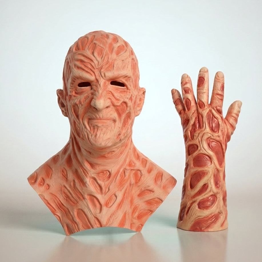 Μάσκα και γάντι Freddy Krueger — Σχέδιο με ουλές στο πρόσωπο και τον λαιμό