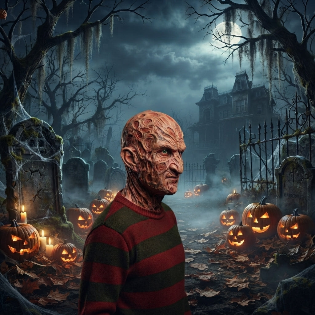Μάσκα και γάντι Freddy Krueger — Σχέδιο με ουλές στο πρόσωπο και τον λαιμό