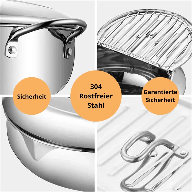 FrittierMeister Edelstahl-Fritteuse — integriertes Thermometer