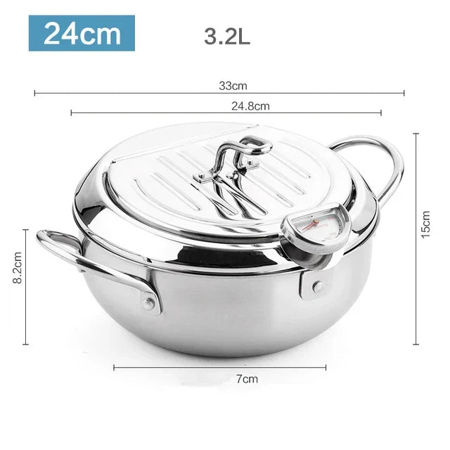 FrittierMeister Edelstahl-Fritteuse — integriertes Thermometer