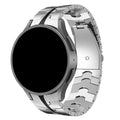 سوار ساعة فولاذي لـ Samsung Galaxy Watch 6 Classic مقاس 47 مم — تشطيب فضي وأسود، إبزيم قابل للطي