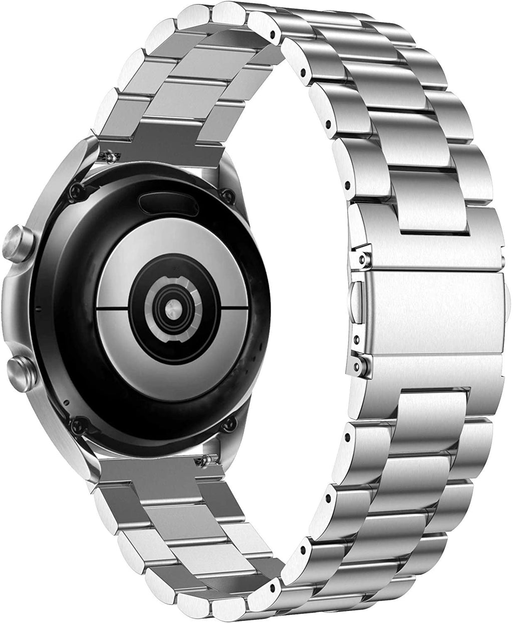 Samsung Galaxy Watch 4 Classic 46 mm-es ezüst színű rozsdamentes acél láncszíjjal