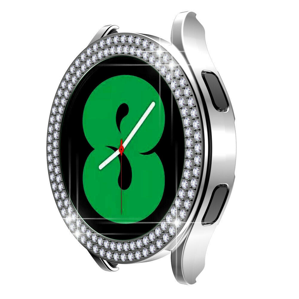 Beschermhoes van pc voor Samsung Galaxy Watch 4 40 mm – zilveren diamantaccenten