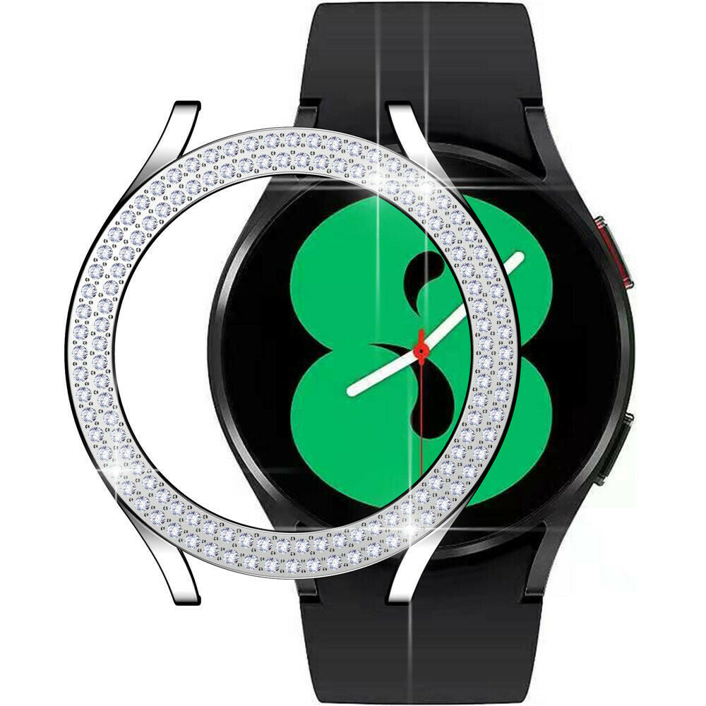 Beschermhoes van pc voor Samsung Galaxy Watch 4 40 mm – zilveren diamantaccenten