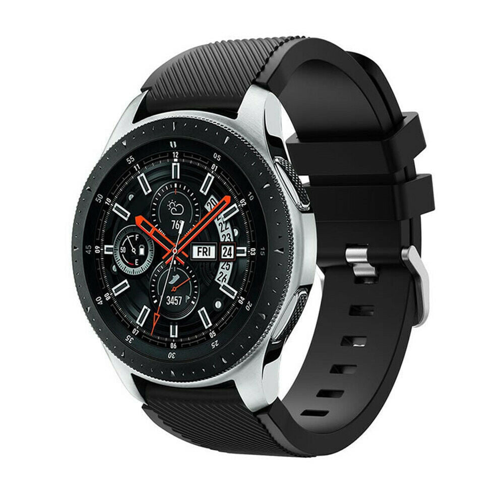 سوار سيليكون أسود مرن لساعات Samsung Galaxy Watch مقاس 46mm