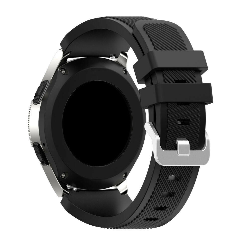 سوار سيليكون أسود مرن لساعات Samsung Galaxy Watch مقاس 46mm