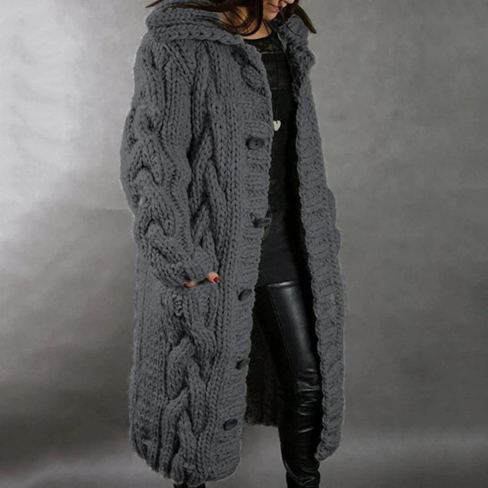Cozy Cable Knit Long Coat | Ka-mostore