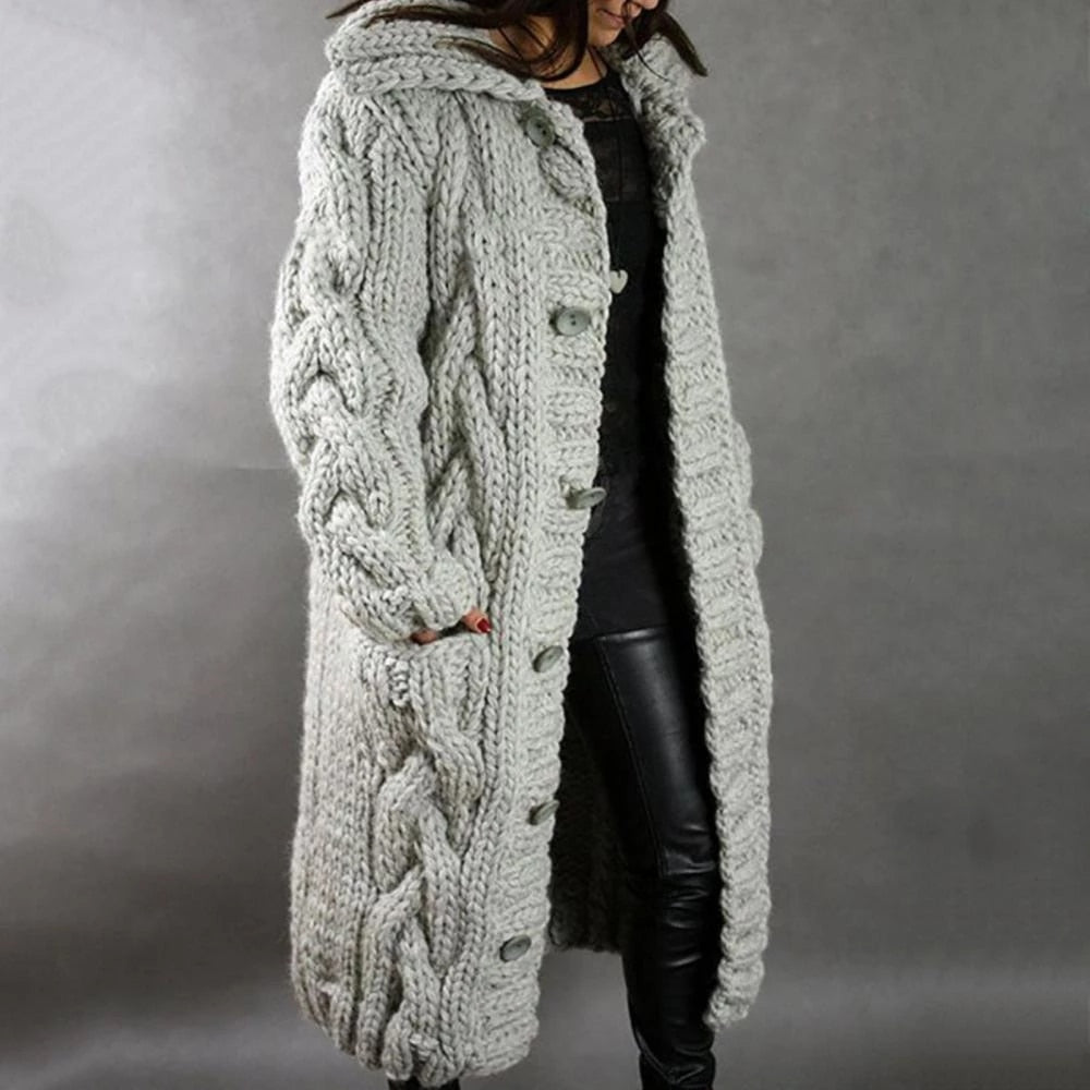 Cozy Cable Knit Long Coat | Ka-mostore