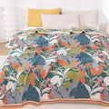 Botanical Print Cotton Gauze Throw Blanket | Ka-mostore
