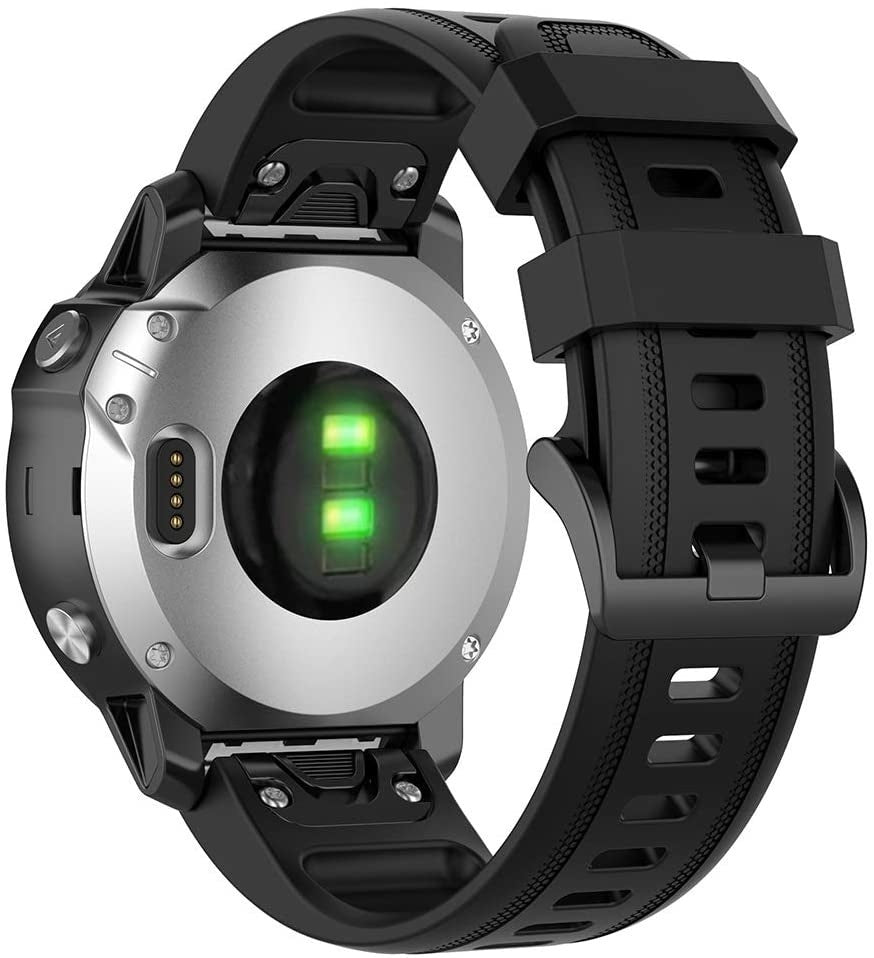 Garmin Fenix 5S- ja 6S-kellon ranneke — musta silikoni