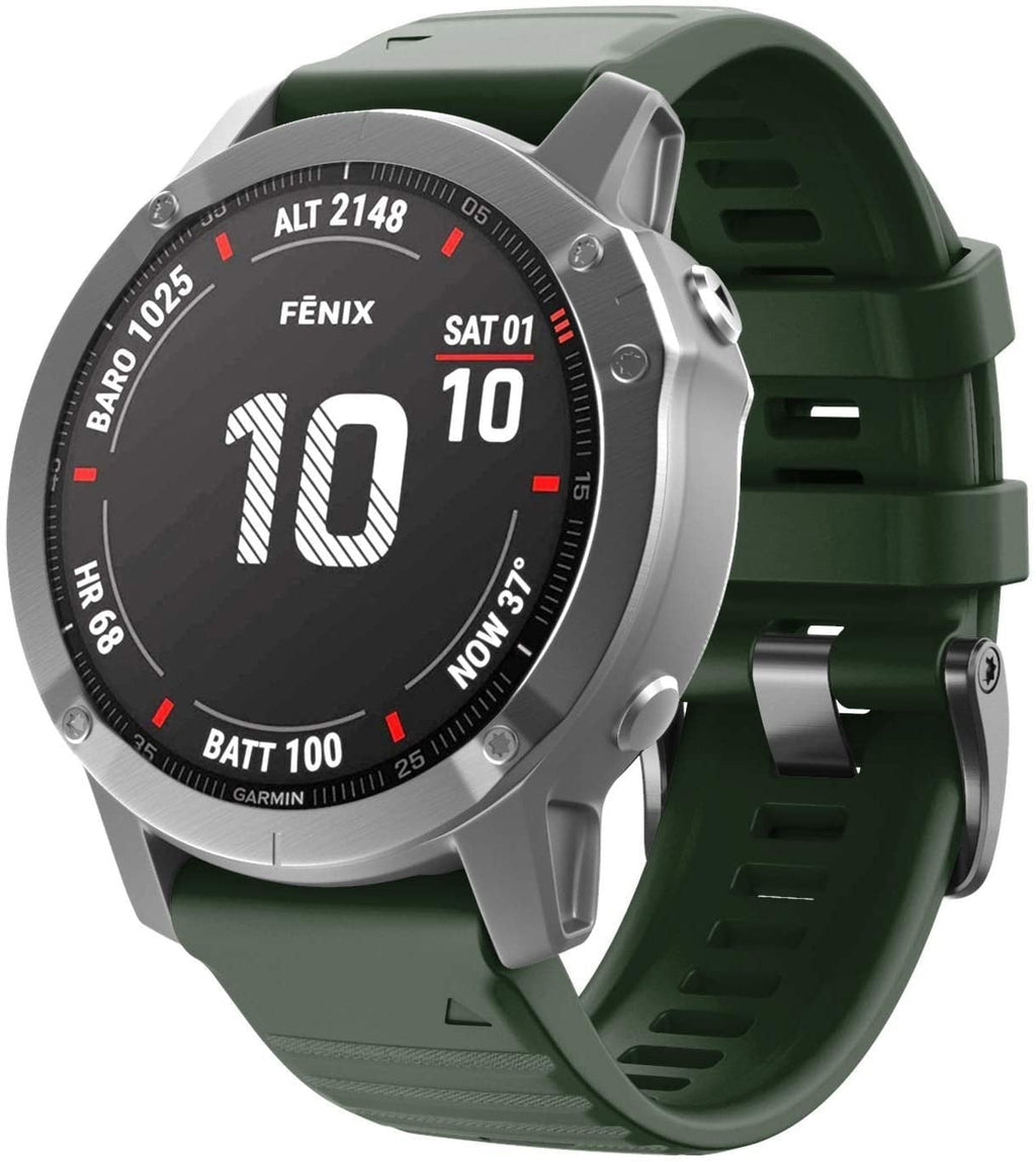Dunkelgrünes Silikonarmband für Garmin Fenix 5X und 6X