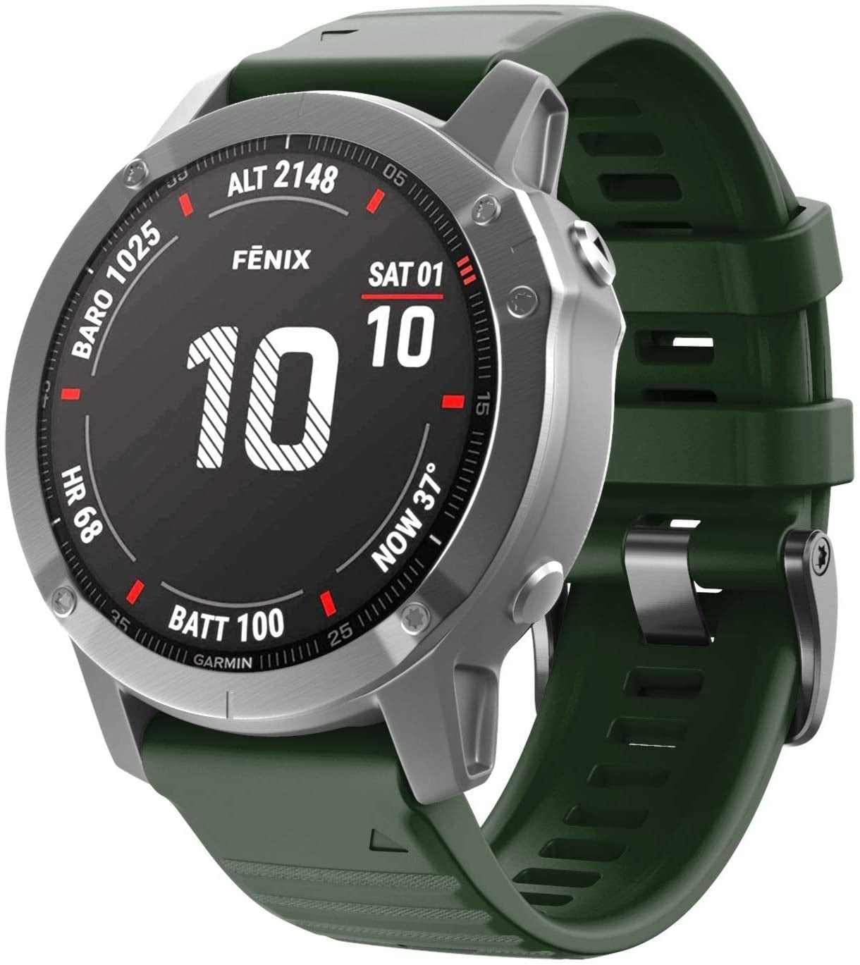 Dunkelgrünes Silikonarmband für Garmin Fenix 5X und 6X