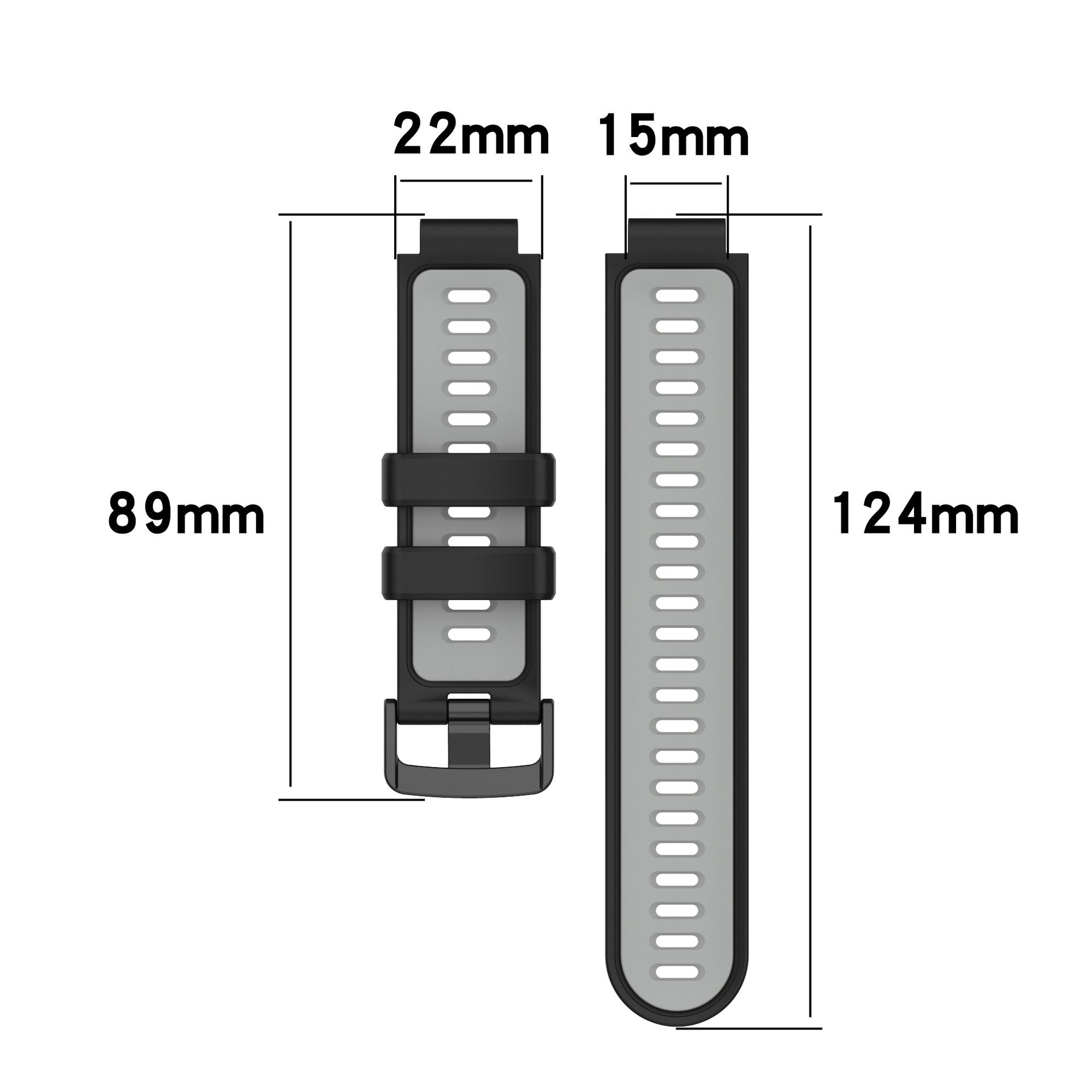 Garmin Forerunner 735XT Sport Strap — Black, Gray, White Accents