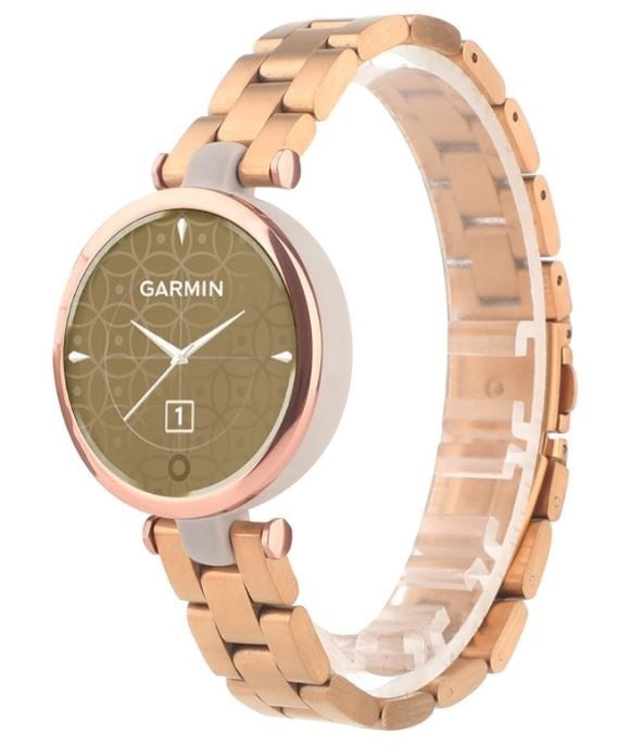Stalowy pasek do zegarka Garmin Lily w kolorze różowego złota — zapięcie motylkowe