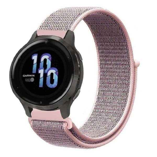 Correa de repuesto de nailon rosa y gris — compatible con el reloj Garmin Venu 2s