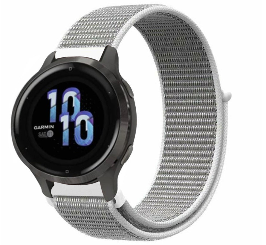 Bracelet de remplacement gris en nylon avec fermeture auto-agrippante pour montre Garmin Venu 2s