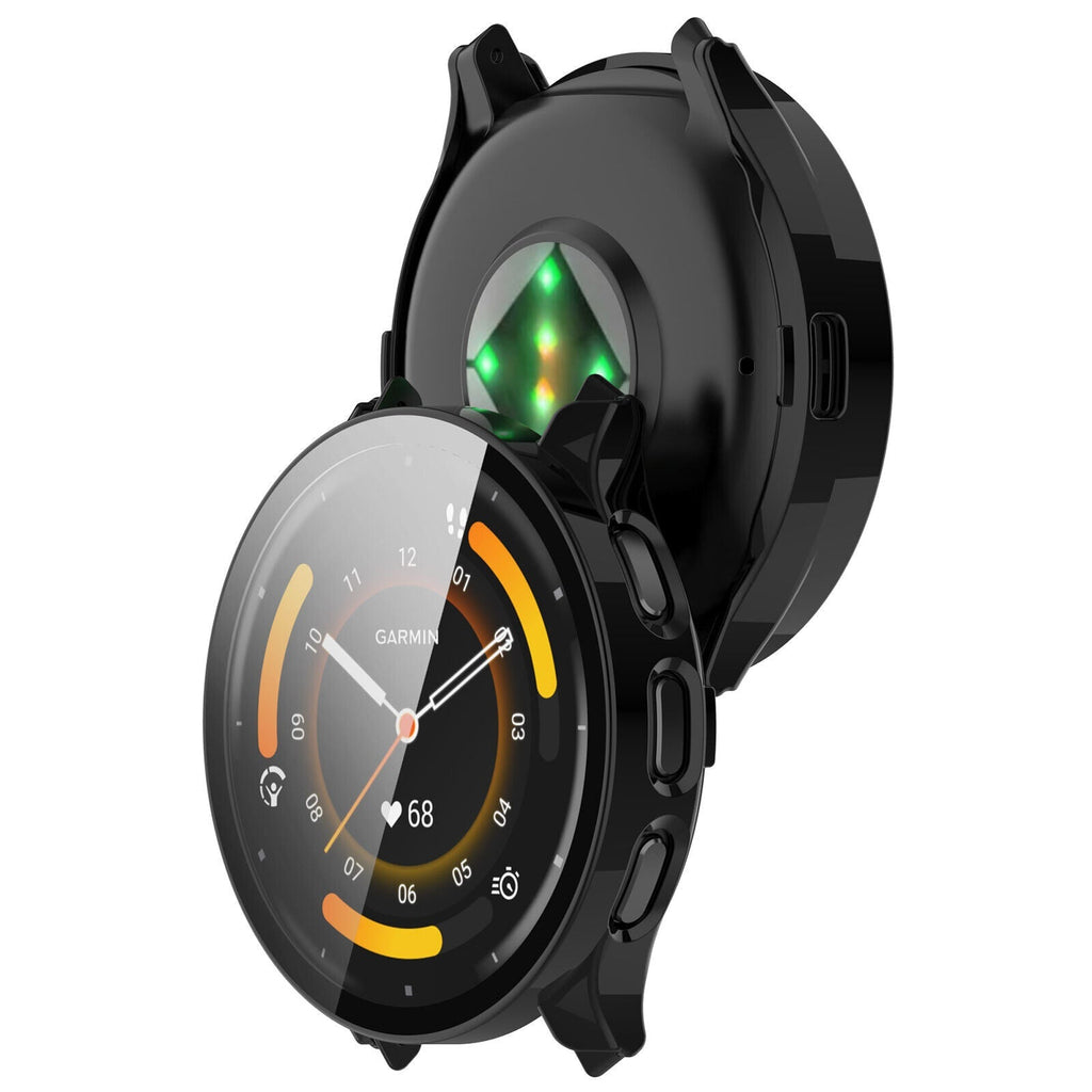 Garmin Venu 3 -älykellon suojaava kovakuori — musta pinta, integroitu lasipaneeli