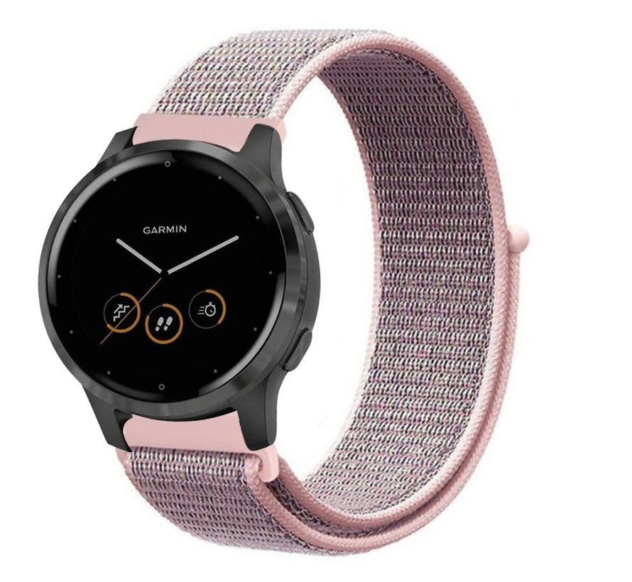 רצועת ניילון ורודה ואפורה ל-Garmin Vivoactive 4S