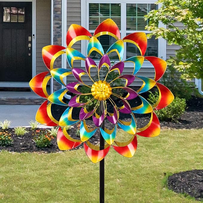 Floravera metalvindspinner til haven — dekorativ blomsterformet vindklokke