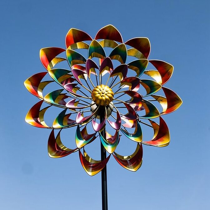 Floravera metalvindspinner til haven — dekorativ blomsterformet vindklokke