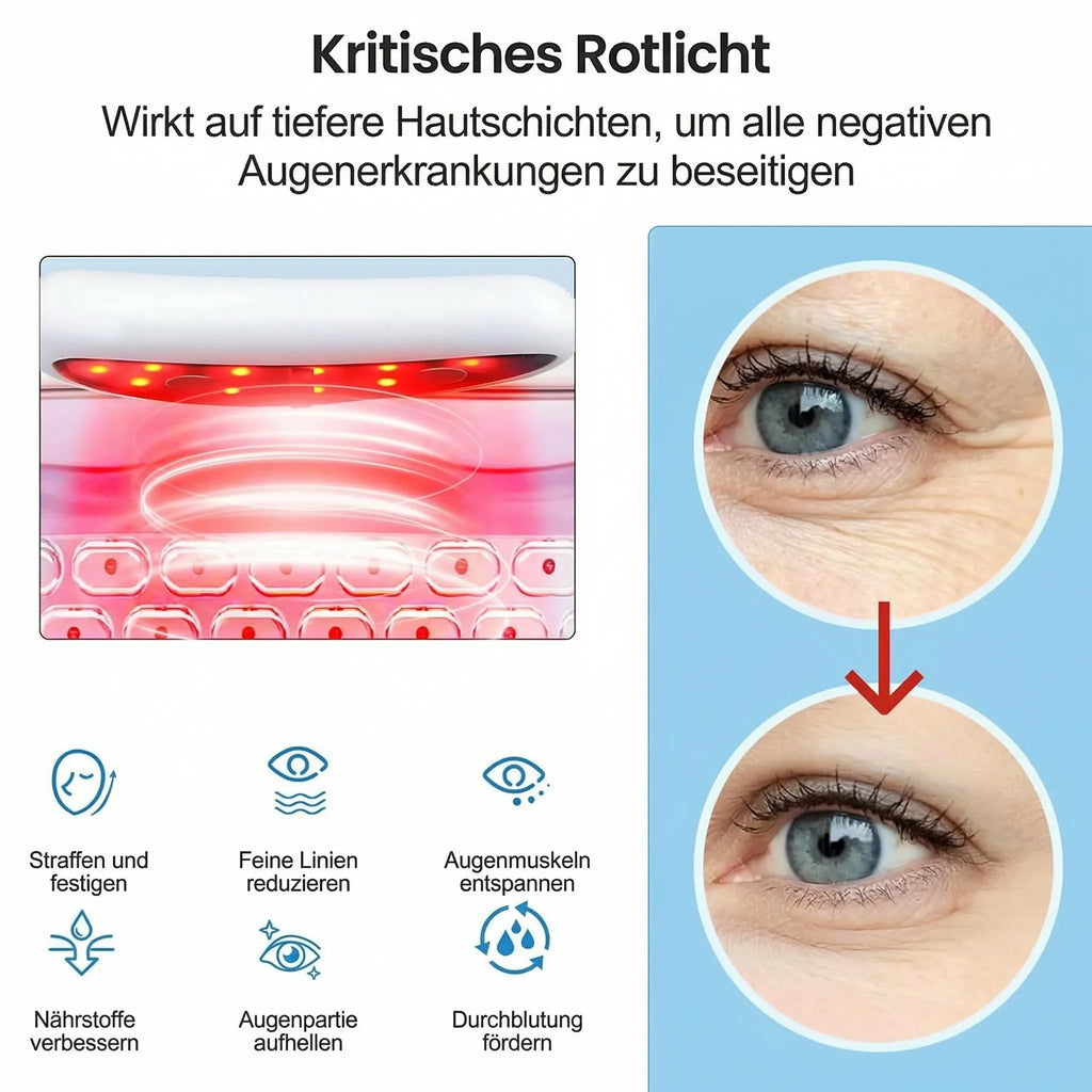 Dispositivo per fototerapia a luce rossa Augenia per occhiaie e borse sotto gli occhi — Strumento per la cura del contorno occhi con microcorrente