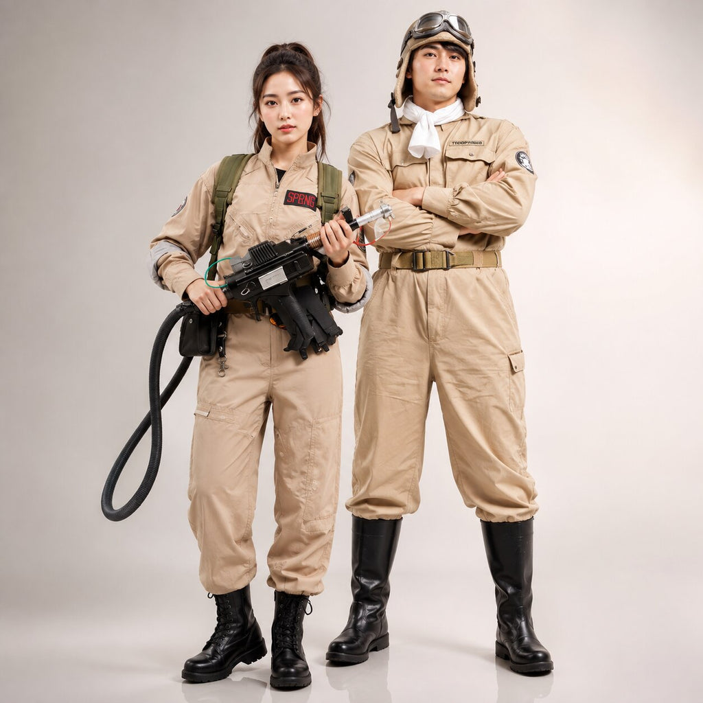 Costume di Ghostbusters per Halloween — tuta beige ispirata al film, per bambini e adulti
