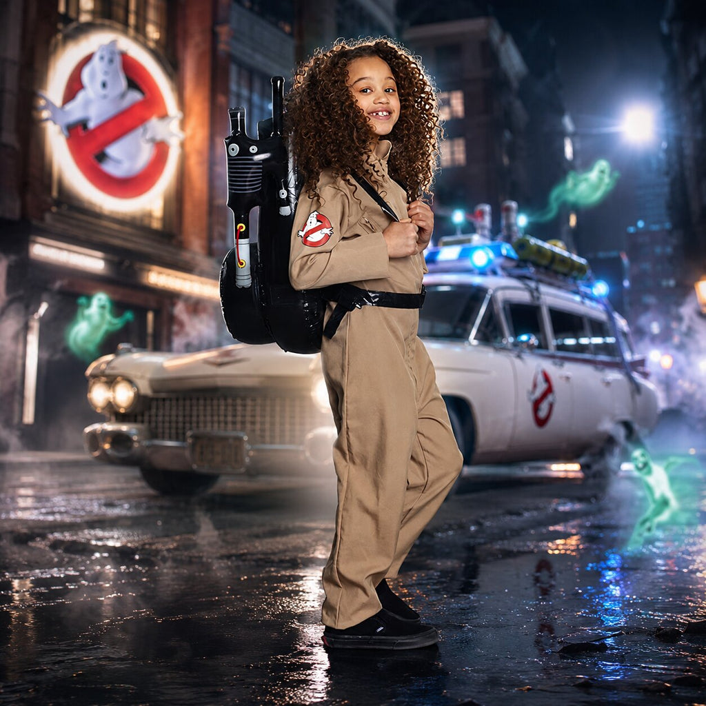 Costume di Ghostbusters per Halloween — tuta beige ispirata al film, per bambini e adulti