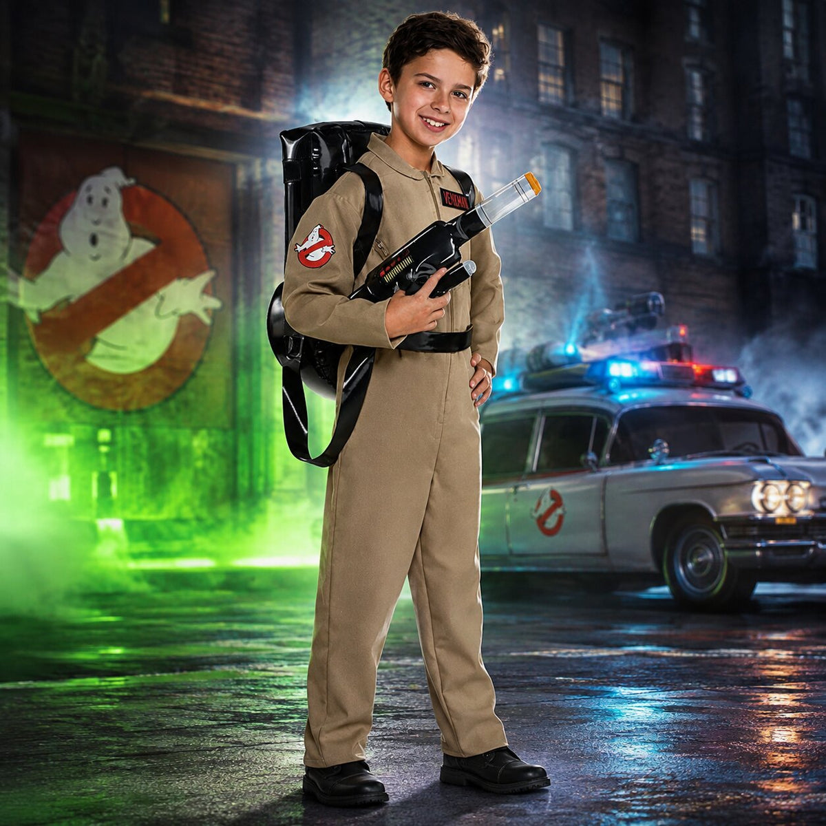Costume di Ghostbusters per Halloween — tuta beige ispirata al film, per bambini e adulti