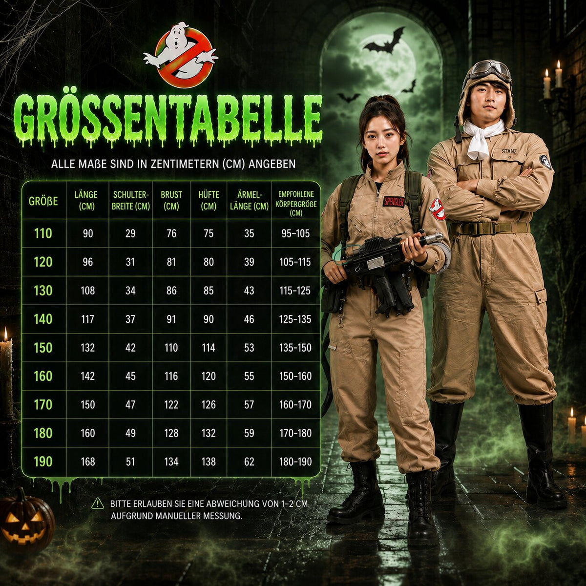 Costume di Ghostbusters per Halloween — tuta beige ispirata al film, per bambini e adulti