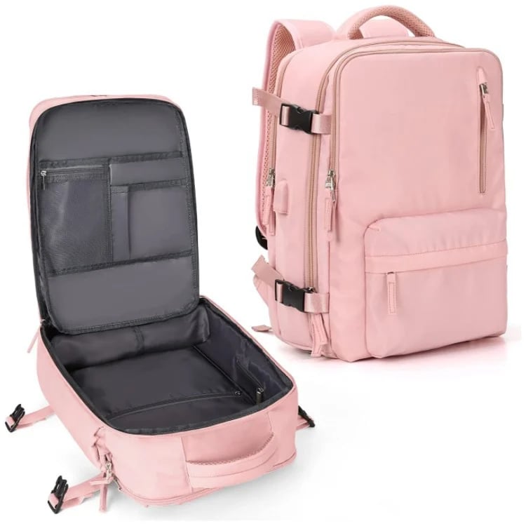 35L Water-Resistant Laptop Backpack With USB Charging Port And Wet Dry Compartments
