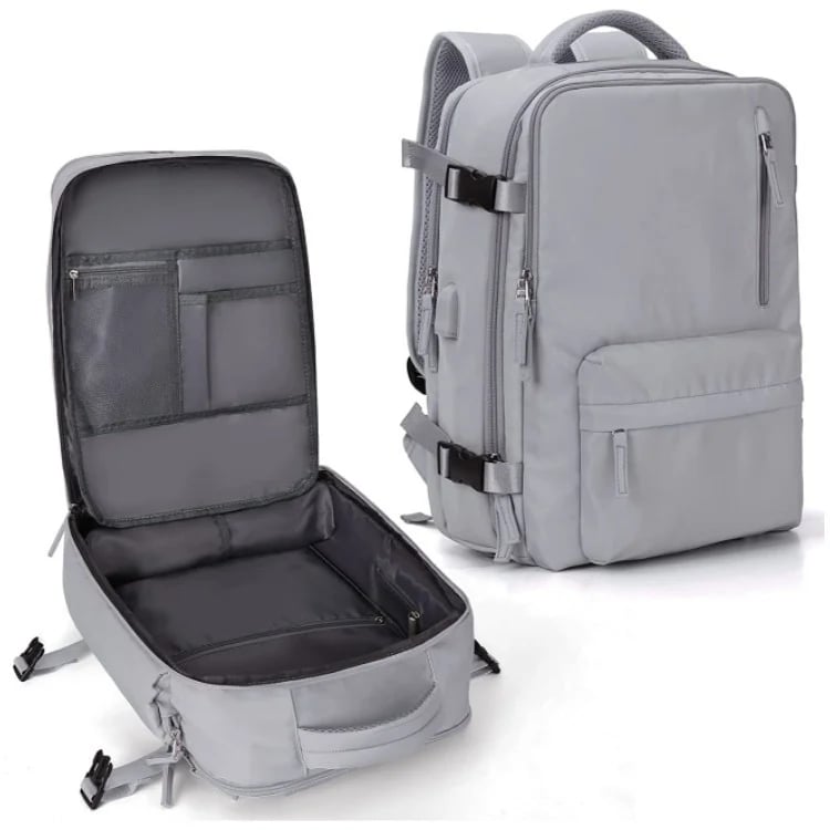 35L Water-Resistant Laptop Backpack With USB Charging Port And Wet Dry Compartments