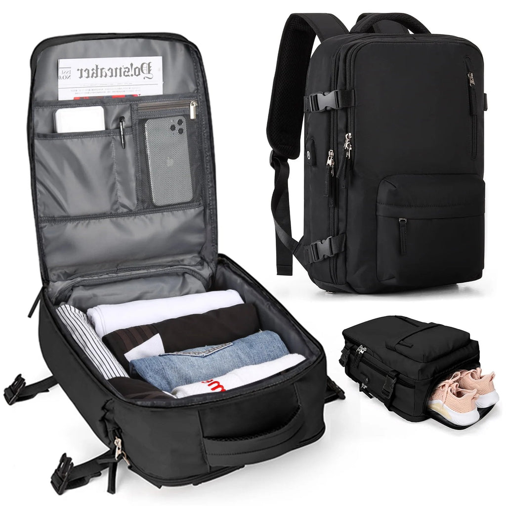 35L Water-Resistant Laptop Backpack With USB Charging Port And Wet Dry Compartments