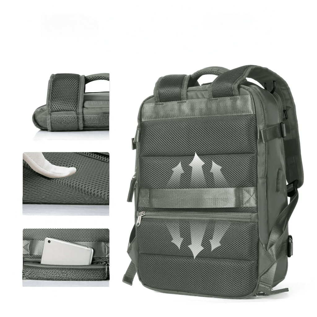 35L Water-Resistant Laptop Backpack With USB Charging Port And Wet Dry Compartments