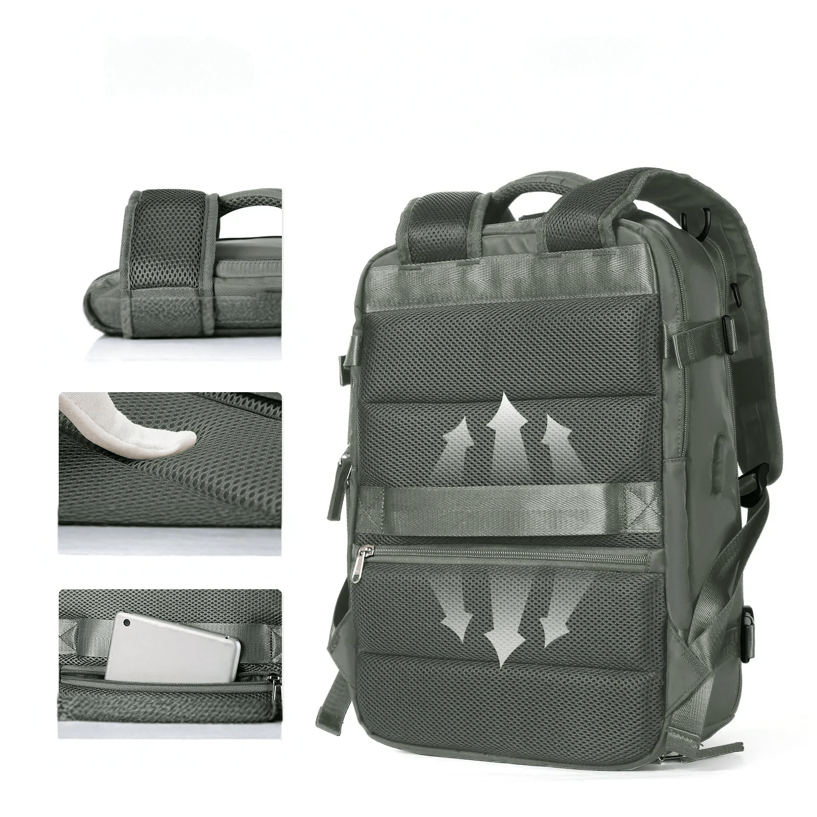 35L Water-Resistant Laptop Backpack With USB Charging Port And Wet Dry Compartments
