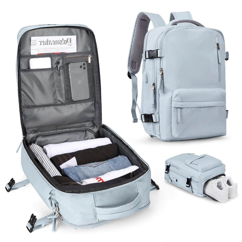 35L Water-Resistant Laptop Backpack With USB Charging Port And Wet Dry Compartments