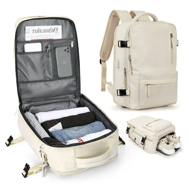 35L Water-Resistant Laptop Backpack With USB Charging Port And Wet Dry Compartments