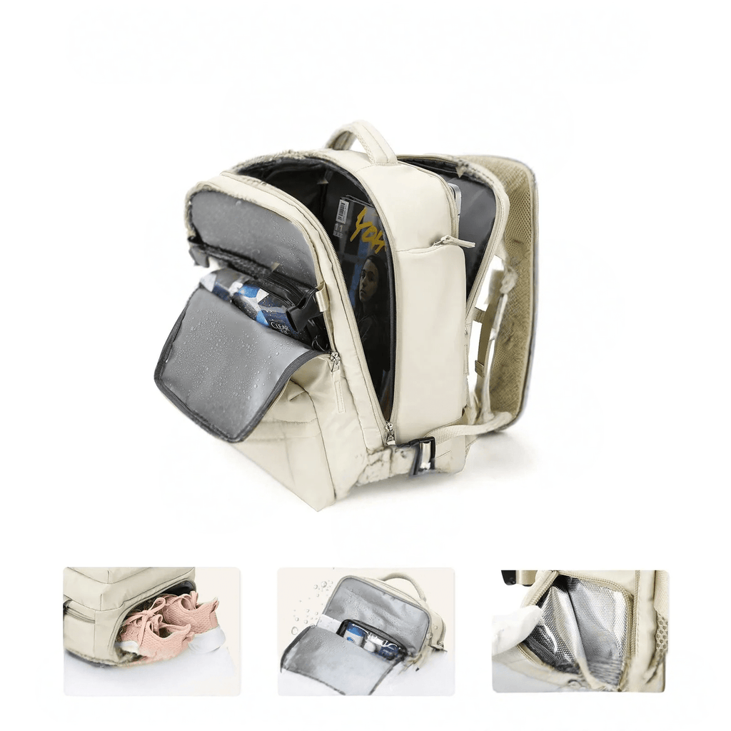 35L Water-Resistant Laptop Backpack With USB Charging Port And Wet Dry Compartments