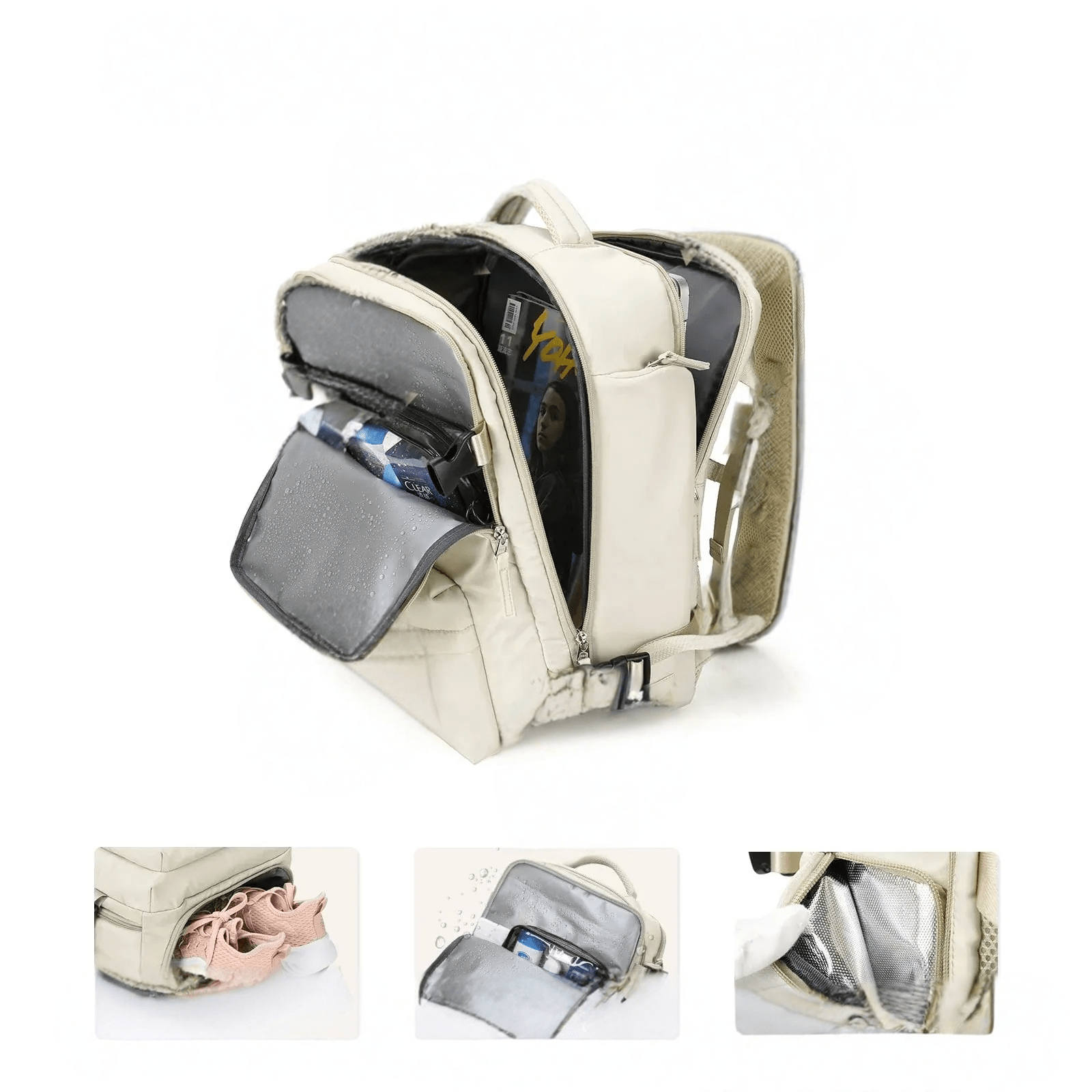 35L Water-Resistant Laptop Backpack With USB Charging Port And Wet Dry Compartments