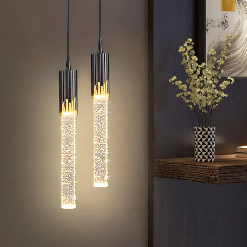 Lustreau Cylindrical Glass Pendant Light Fixture For Modern Living Spaces Home Decor