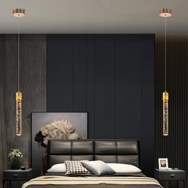 Lustreau Cylindrical Glass Pendant Light Fixture For Modern Living Spaces Home Decor