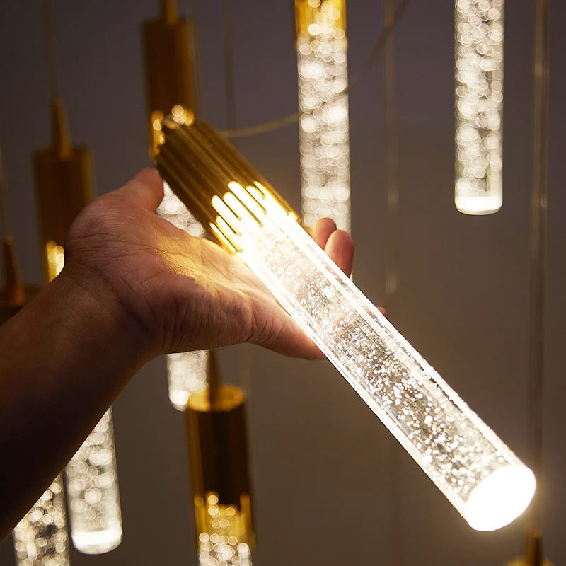 Lustreau Cylindrical Glass Pendant Light Fixture For Modern Living Spaces Home Decor