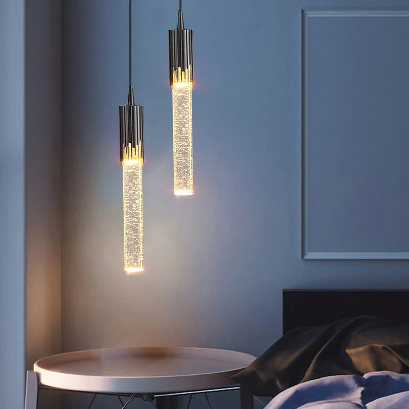 Lustreau Cylindrical Glass Pendant Light Fixture For Modern Living Spaces Home Decor