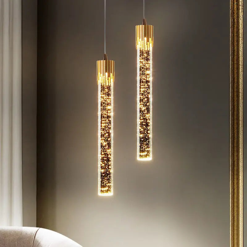 Lustreau Cylindrical Glass Pendant Light Fixture For Modern Living Spaces Home Decor