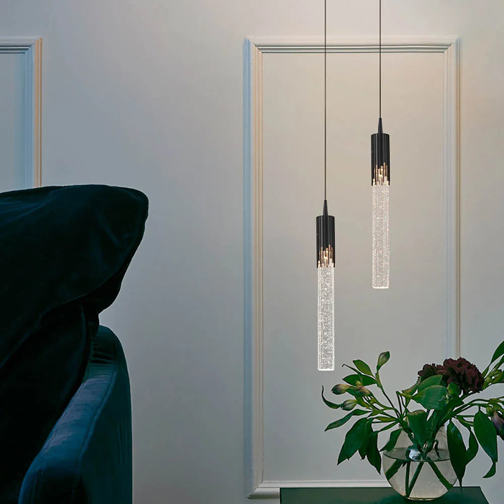 Lustreau Cylindrical Glass Pendant Light Fixture For Modern Living Spaces Home Decor
