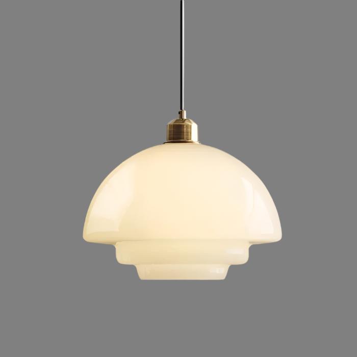 Astria Pendant Light In Ivory Glass Shade For Classic 1950s Interior Decor Style